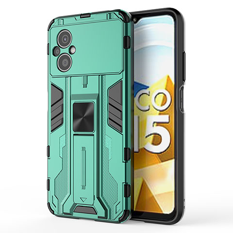 Custodia Silicone e Plastica Opaca Cover con Magnetico Supporto KC2 per Xiaomi Poco M5 4G Verde