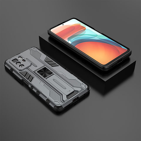 Custodia Silicone e Plastica Opaca Cover con Magnetico Supporto KC2 per Xiaomi Poco X3 GT 5G Grigio