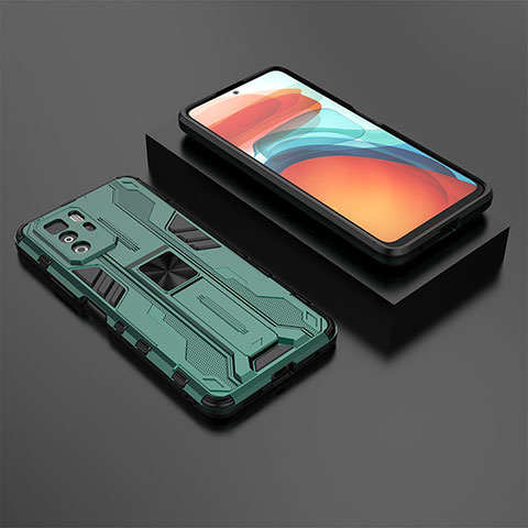 Custodia Silicone e Plastica Opaca Cover con Magnetico Supporto KC2 per Xiaomi Poco X3 GT 5G Verde