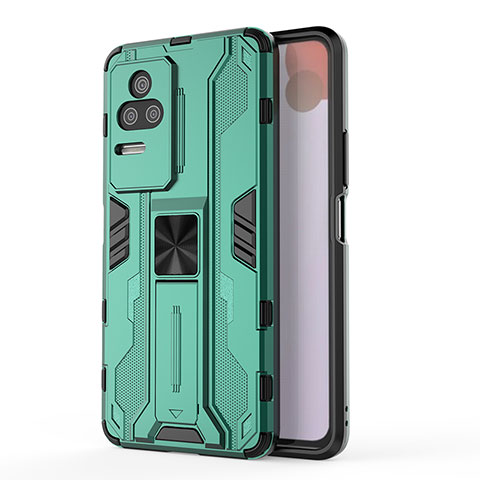 Custodia Silicone e Plastica Opaca Cover con Magnetico Supporto KC2 per Xiaomi Redmi K50 5G Verde