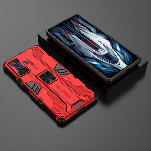 Custodia Silicone e Plastica Opaca Cover con Magnetico Supporto KC2 per Xiaomi Redmi K50 Gaming AMG F1 5G Rosso