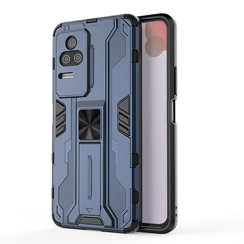 Custodia Silicone e Plastica Opaca Cover con Magnetico Supporto KC2 per Xiaomi Redmi K50 Pro 5G Blu