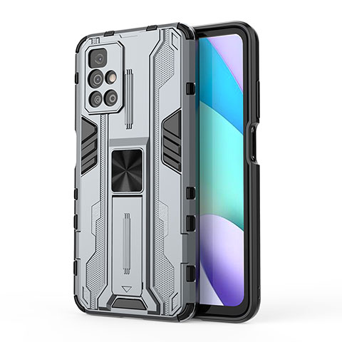 Custodia Silicone e Plastica Opaca Cover con Magnetico Supporto KC2 per Xiaomi Redmi Note 11 4G (2021) Grigio