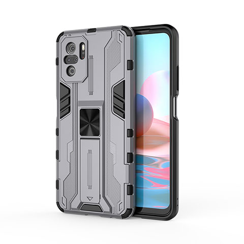 Custodia Silicone e Plastica Opaca Cover con Magnetico Supporto KC2 per Xiaomi Redmi Note 11 SE India 4G Grigio