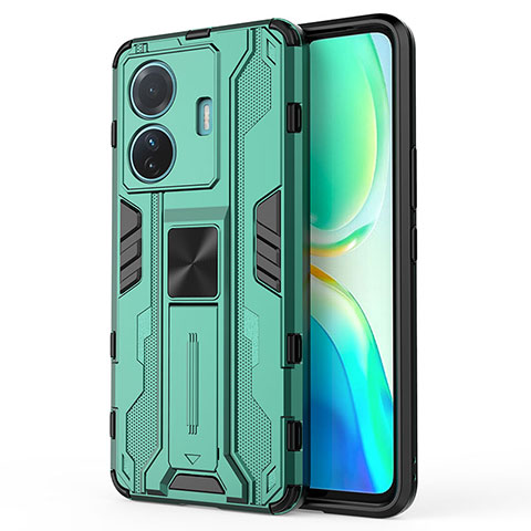 Custodia Silicone e Plastica Opaca Cover con Magnetico Supporto KC3 per Vivo iQOO Z6 Pro 5G Verde