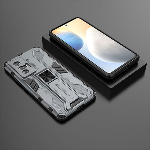 Custodia Silicone e Plastica Opaca Cover con Magnetico Supporto KC3 per Vivo X70t Grigio