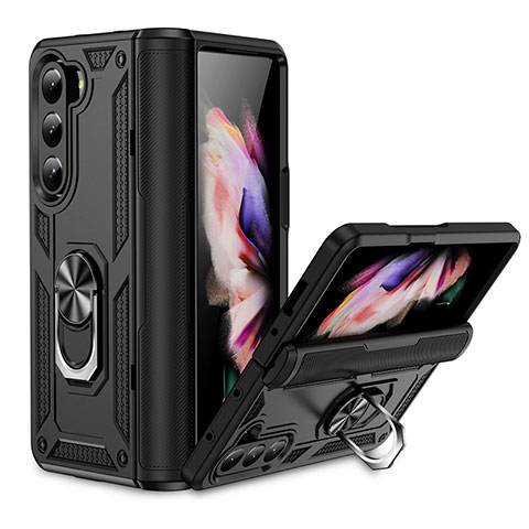 Custodia Silicone e Plastica Opaca Cover con Magnetico Supporto MQ2 per Samsung Galaxy Z Fold5 5G Nero