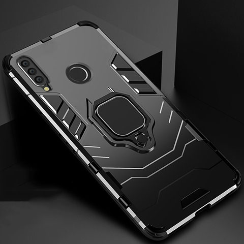 Custodia Silicone e Plastica Opaca Cover con Magnetico Supporto per Huawei Honor 10i Nero