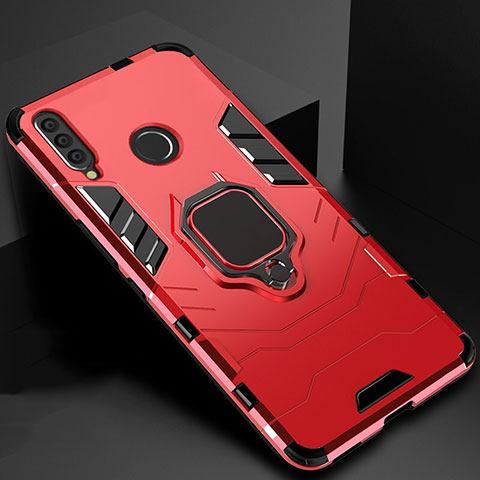 Custodia Silicone e Plastica Opaca Cover con Magnetico Supporto per Huawei Honor 10i Rosso