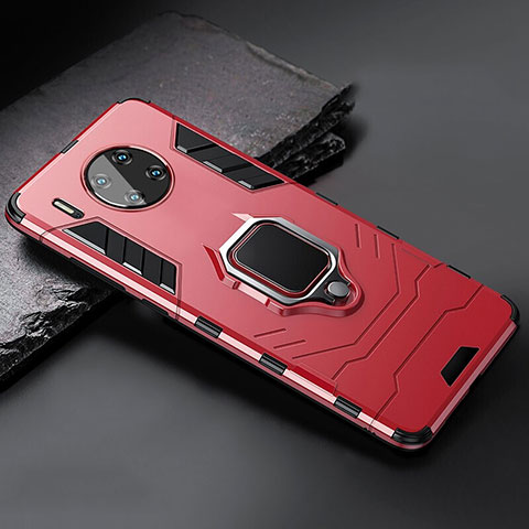 Custodia Silicone e Plastica Opaca Cover con Magnetico Supporto per Huawei Mate 30 5G Rosso
