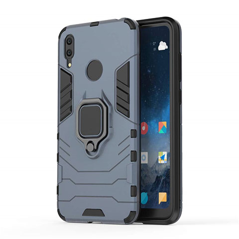 Custodia Silicone e Plastica Opaca Cover con Magnetico Supporto per Huawei Y7 (2019) Blu