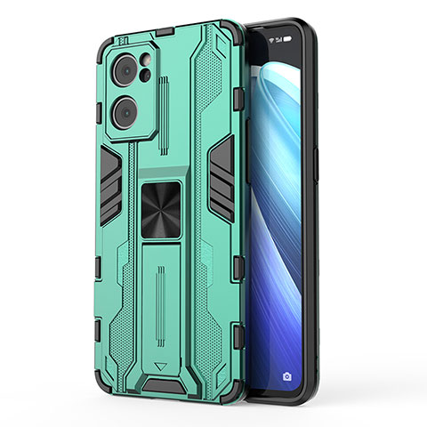 Custodia Silicone e Plastica Opaca Cover con Magnetico Supporto per OnePlus Nord CE 2 5G Verde