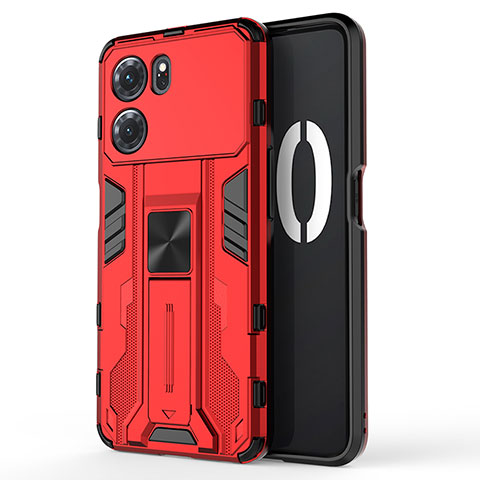 Custodia Silicone e Plastica Opaca Cover con Magnetico Supporto per Oppo K10 5G Rosso