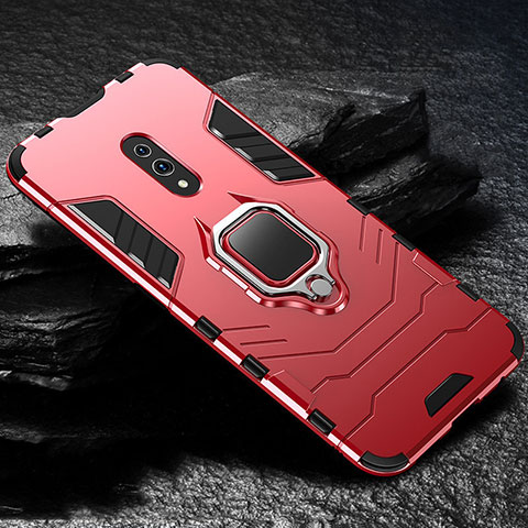 Custodia Silicone e Plastica Opaca Cover con Magnetico Supporto per Oppo K3 Rosso