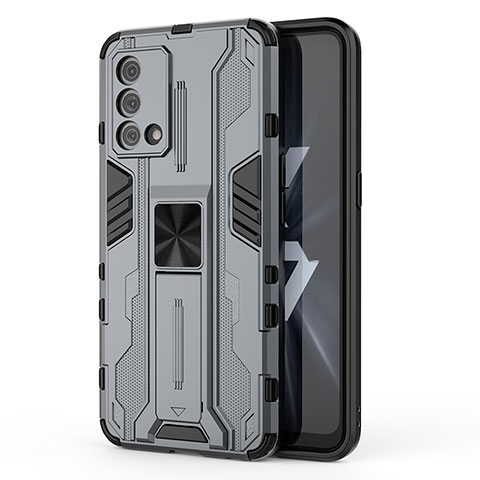 Custodia Silicone e Plastica Opaca Cover con Magnetico Supporto per Oppo K9 5G Grigio