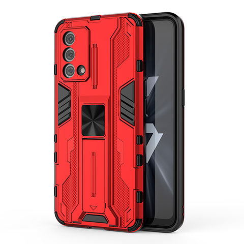 Custodia Silicone e Plastica Opaca Cover con Magnetico Supporto per Oppo K9 5G Rosso