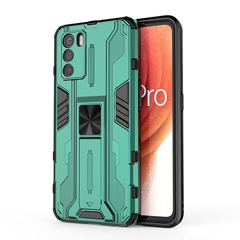 Custodia Silicone e Plastica Opaca Cover con Magnetico Supporto per Oppo K9 Pro 5G Verde