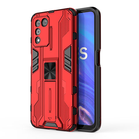 Custodia Silicone e Plastica Opaca Cover con Magnetico Supporto per Oppo K9S 5G Rosso