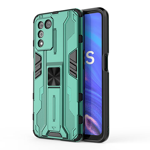 Custodia Silicone e Plastica Opaca Cover con Magnetico Supporto per Oppo K9S 5G Verde