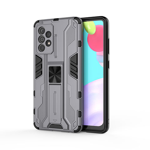 Custodia Silicone e Plastica Opaca Cover con Magnetico Supporto per Samsung Galaxy A52s 5G Grigio