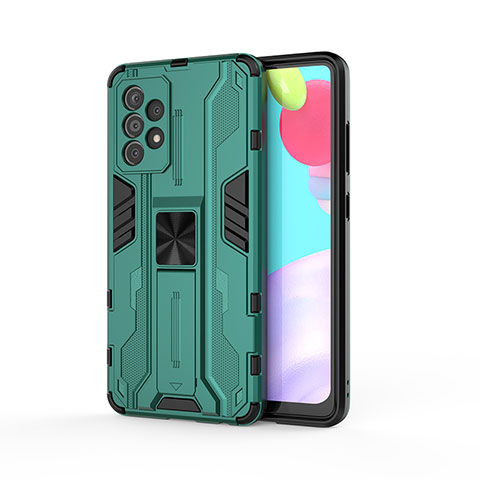 Custodia Silicone e Plastica Opaca Cover con Magnetico Supporto per Samsung Galaxy A52s 5G Verde