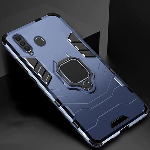 Custodia Silicone e Plastica Opaca Cover con Magnetico Supporto per Samsung Galaxy A60 Blu