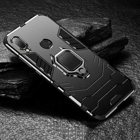 Custodia Silicone e Plastica Opaca Cover con Magnetico Supporto per Xiaomi Redmi Note 7 Pro Nero