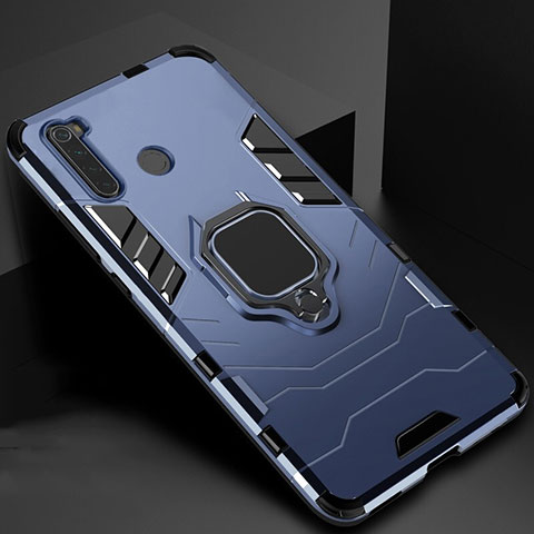 Custodia Silicone e Plastica Opaca Cover con Magnetico Supporto per Xiaomi Redmi Note 8 Blu