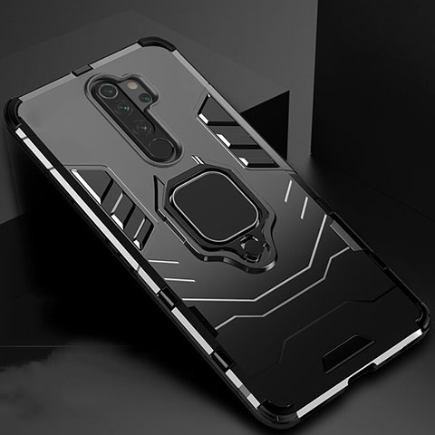 Custodia Silicone e Plastica Opaca Cover con Magnetico Supporto per Xiaomi Redmi Note 8 Pro Nero