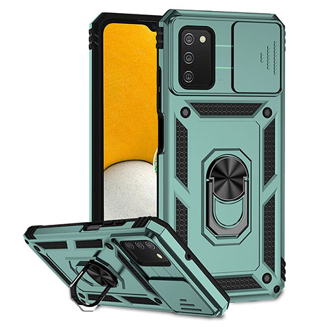 Custodia Silicone e Plastica Opaca Cover con Magnetico Supporto Q02W per Samsung Galaxy F02S SM-E025F Verde