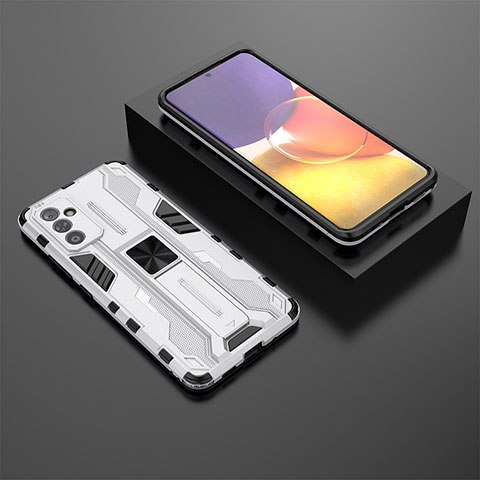 Custodia Silicone e Plastica Opaca Cover con Magnetico Supporto T01 per Samsung Galaxy A24 4G Bianco