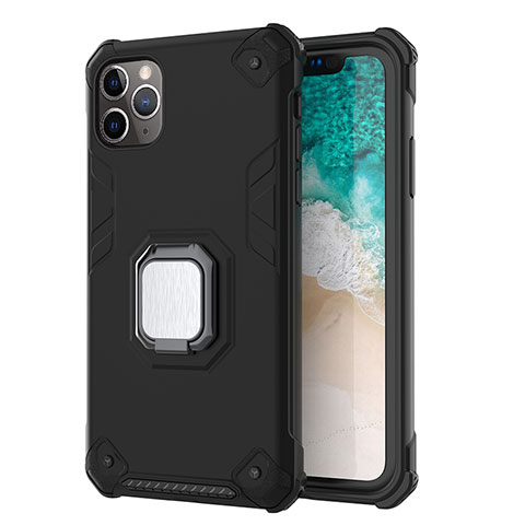 Custodia Silicone e Plastica Opaca Cover con Magnetico Supporto Z01 per Apple iPhone 11 Pro Nero