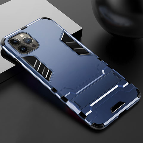 Custodia Silicone e Plastica Opaca Cover con Supporto A01 per Apple iPhone 14 Pro Blu