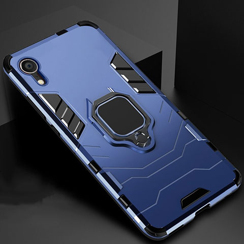 Custodia Silicone e Plastica Opaca Cover con Supporto A01 per Apple iPhone XR Blu