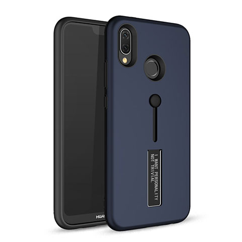 Custodia Silicone e Plastica Opaca Cover con Supporto A01 per Huawei Nova 3e Blu