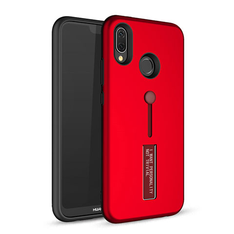 Custodia Silicone e Plastica Opaca Cover con Supporto A01 per Huawei Nova 3e Rosso