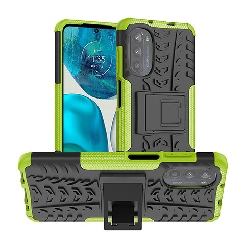 Custodia Silicone e Plastica Opaca Cover con Supporto A01 per Motorola Moto Edge (2022) 5G Verde