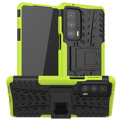 Custodia Silicone e Plastica Opaca Cover con Supporto A01 per Motorola Moto Edge S Pro 5G Verde