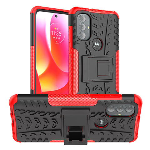 Custodia Silicone e Plastica Opaca Cover con Supporto A01 per Motorola Moto G Play (2023) Rosso