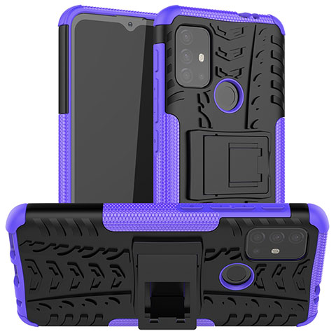 Custodia Silicone e Plastica Opaca Cover con Supporto A01 per Motorola Moto G10 Viola