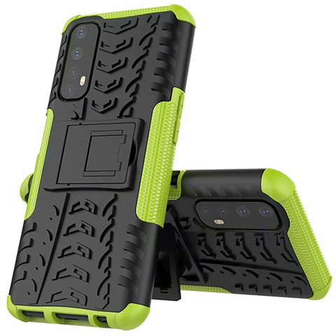 Custodia Silicone e Plastica Opaca Cover con Supporto A01 per Realme 7 Verde