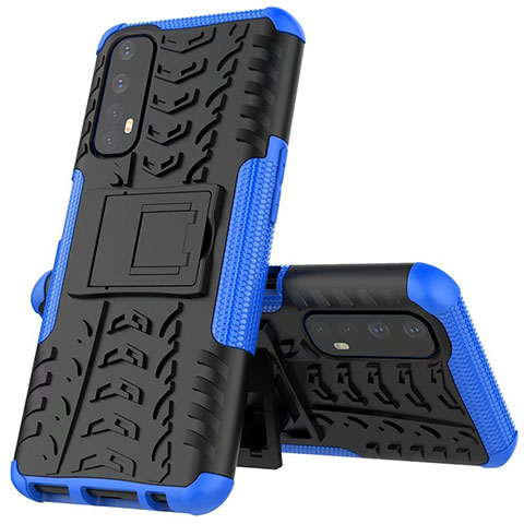 Custodia Silicone e Plastica Opaca Cover con Supporto A01 per Realme Narzo 20 Pro Blu