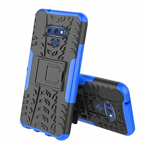 Custodia Silicone e Plastica Opaca Cover con Supporto A01 per Samsung Galaxy Note 9 Blu