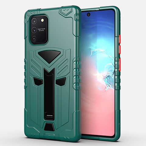 Custodia Silicone e Plastica Opaca Cover con Supporto A01 per Samsung Galaxy S10 Lite Verde