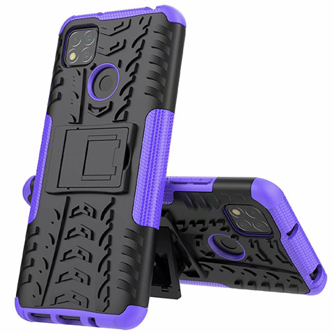 Custodia Silicone e Plastica Opaca Cover con Supporto A01 per Xiaomi POCO C3 Viola