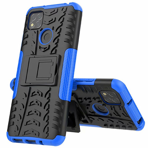 Custodia Silicone e Plastica Opaca Cover con Supporto A01 per Xiaomi POCO C31 Blu