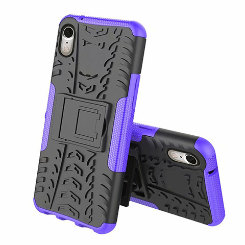 Custodia Silicone e Plastica Opaca Cover con Supporto A02 per Apple iPhone XR Viola