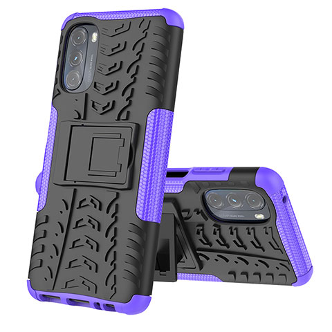 Custodia Silicone e Plastica Opaca Cover con Supporto A02 per Motorola Moto G 5G (2022) Viola