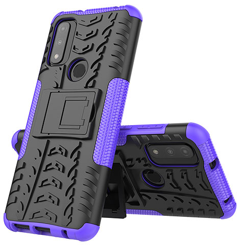 Custodia Silicone e Plastica Opaca Cover con Supporto A02 per Motorola Moto G Pure Viola