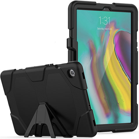 Custodia Silicone e Plastica Opaca Cover con Supporto A02 per Samsung Galaxy Tab S5e 4G 10.5 SM-T725 Nero